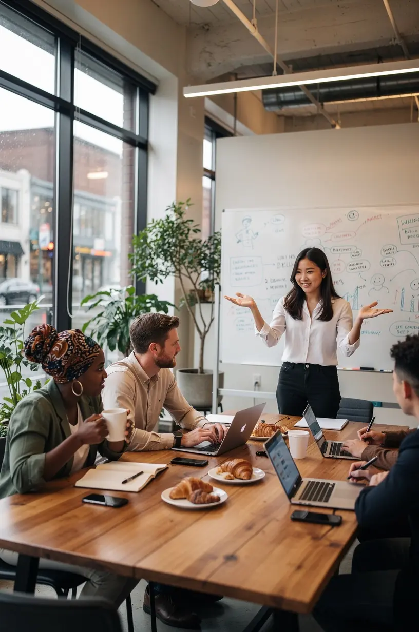 Ekspert omawiający strategie budowania marki osobistej na tle mapy Stanów Zjednoczonych